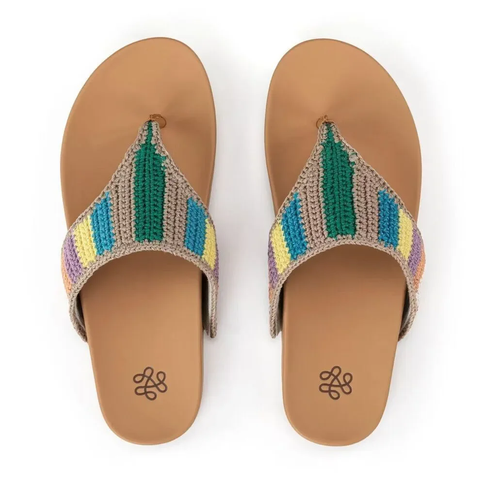 New The Sak Everly Sandal - Hand Crochet - Summertide Strip Size 10